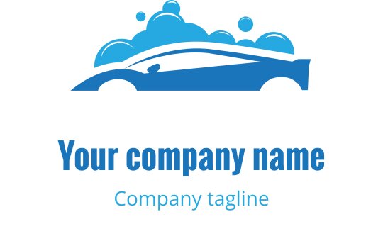 Logo design di un'auto blu elegante con bolle e linee morbide