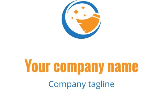 Design del logo moderno con una luna crescente e stelle blu e arancioni