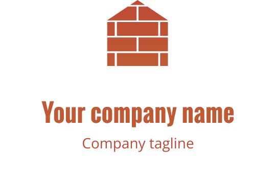 Logo design di una casa in mattoni con una calda palette di rosso