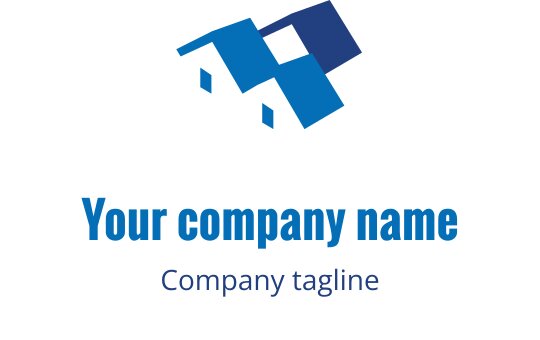 Logo design geometrico moderno blu con forme sovrapposte
