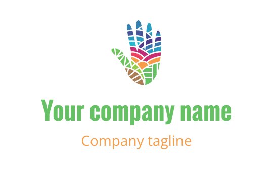 Logo colorato a mano con motivi vivaci simili a un mosaico