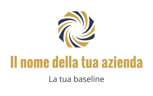 Logo moderno con design vorticoso in tonalità di blu e oro