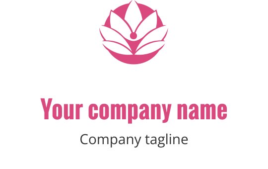 Logo design elegante di un fiore di loto rosa con petali arrotondati