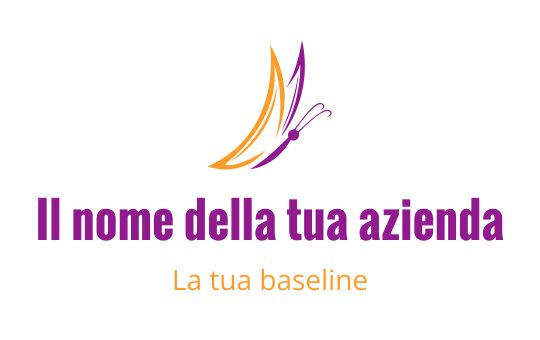 Logo di una farfalla elegante con elementi arancioni e viola vivaci