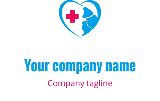Logo a forma di cuore con un gatto e una croce medica