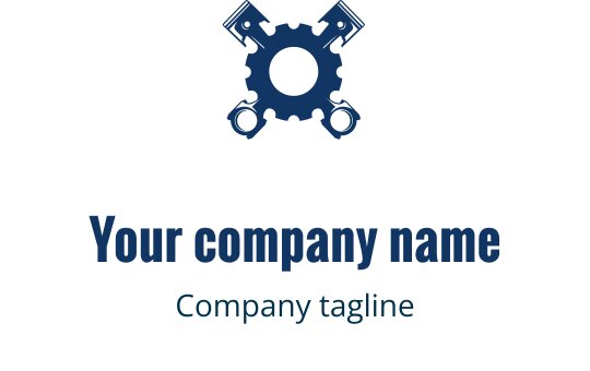 Logo audace con ingranaggio e chiavi incrociate in blu navy