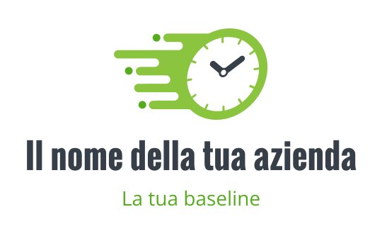 Logo di orologio dinamico con linee verdi in movimento e testo in grassetto