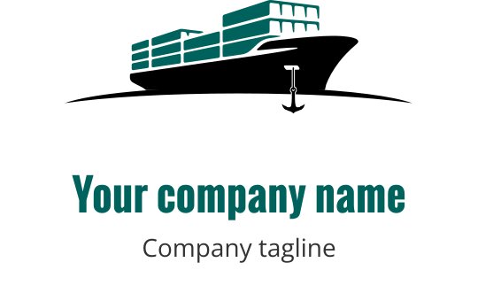Logo design turchese con silhouette stilizzata di una nave