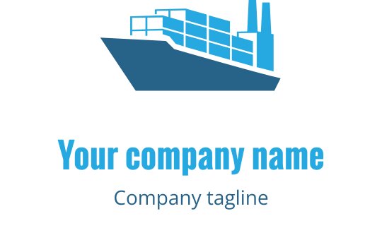 Logo design in turchese e blu con silhouette stilizzata di una nave