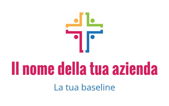 Logo colorato a forma di croce con accenti circolari in tonalità vivaci