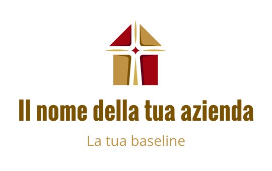 Logo moderno con una forma geometrica in rosso e oro