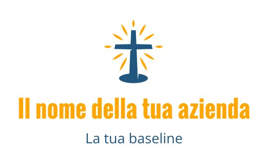 Design del logo moderno a croce con raggi di luce blu e arancioni