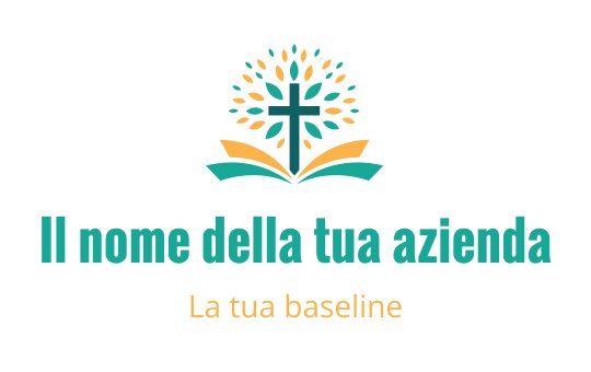 Logo design di un albero colorato con elementi di croce e libro aperto