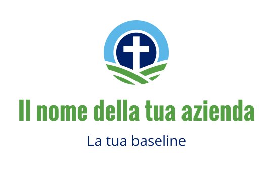 Design del logo moderno con una croce in un paesaggio circolare blu e verde