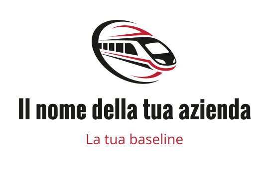Logo di treno elegante con accenti rossi dinamici e linee moderne