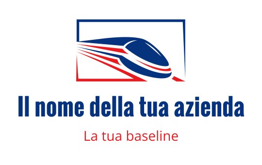 Logo design elegante blu e rosso con linee di movimento dinamico