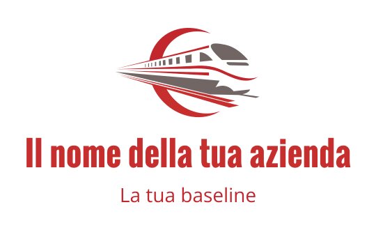 Logo dinamico di un treno con elementi rossi e grigi