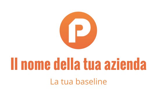 Logo circolare audace con una lettera P stilizzata in arancione