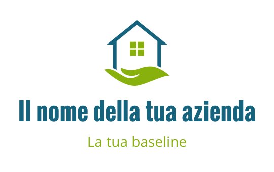 Logo di una casa moderna con foglie verdi e accenti blu