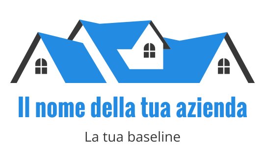 Logo moderno blu e grigio con tetti stilizzati