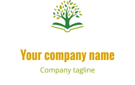 Logo elegante con uno scudo dorato e verde e un motivo di libro