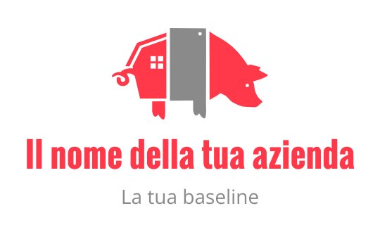 Logo creativo di un maiale con una casa e accenti rossi audaci