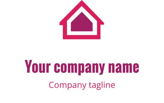 Logo elegante rosso e viola con la parola "Maison" in un font stiloso