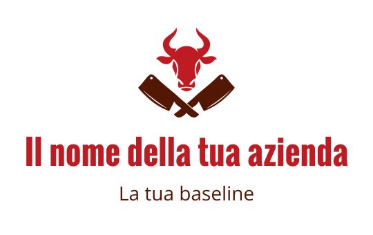 Logo di testa di toro audace con coltelli incrociati in rosso e marrone