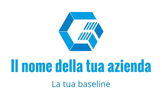 Design del logo esagonale moderno in blu con forme geometriche