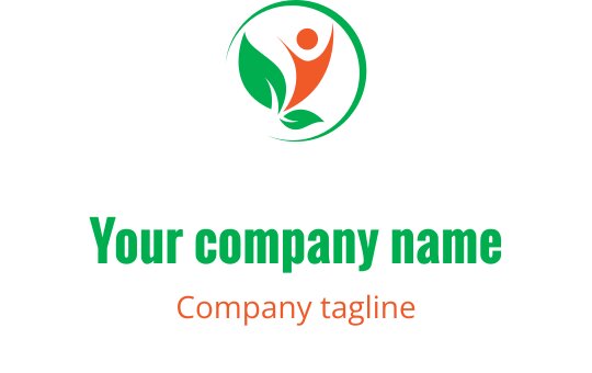 Logo vivace con figure interconnesse in verde e corallo