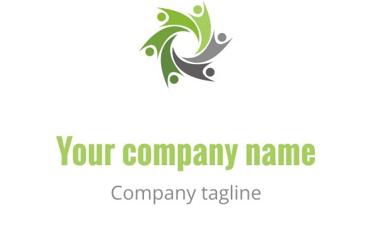 Design del logo dinamico con figure intrecciate in verde e grigio