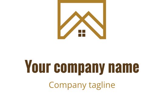 Logo moderno con una casa e elementi di tetto e finestra