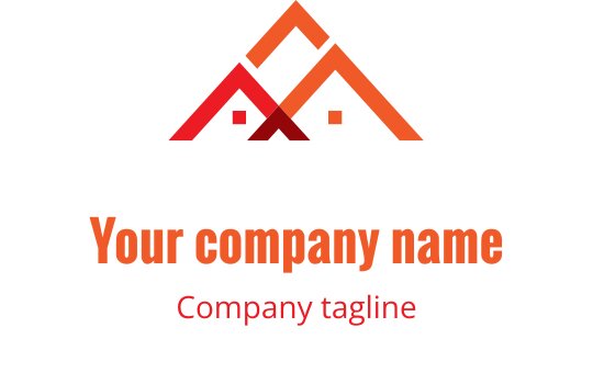 Design del logo moderno con tetti rossi e arancioni sovrapposti