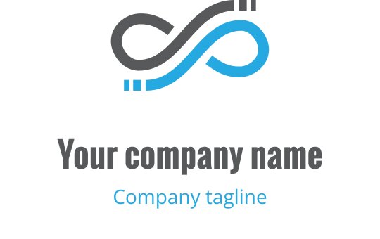 Design del logo infinito moderno in tonalità di grigio e blu
