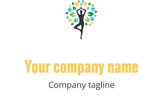 Logo moderno con una figura circondata da foglie colorate