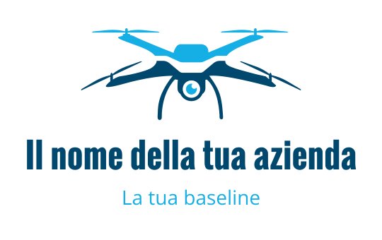Logo design moderno di un drone blu con linee eleganti e aspetto dinamico