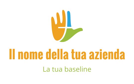 Logo design colorato con elementi arancioni, verdi e blu