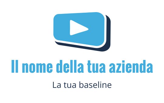 Logo moderno blu con un pulsante di riproduzione all'interno di un rettangolo arrotondato