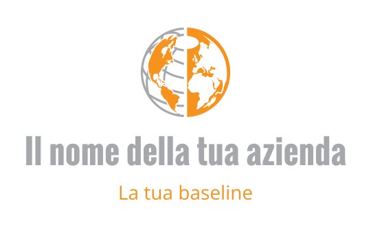 Design del logo moderno con elementi arancioni e grigi a forma di globo