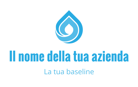 Logo design moderno con goccia d'acqua blu e elementi vorticosi