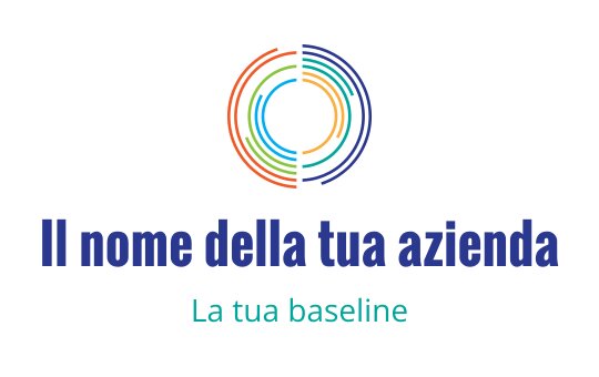 Logo circolare colorato con linee sovrapposte e testo in grassetto