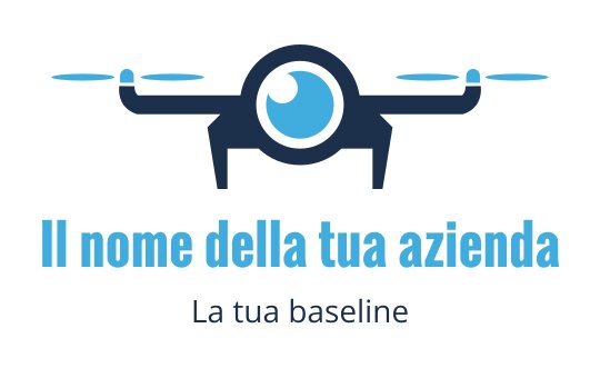 Logo di un drone moderno con un occhio circolare e accenti blu