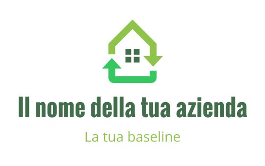 Logo design di una casa moderna verde con frecce e finestre