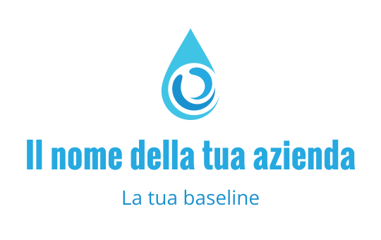 Logo design moderno con goccia d'acqua blu e elementi vorticosi