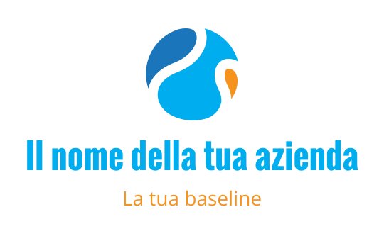 Logo moderno blu e arancione con elementi astratti a onda