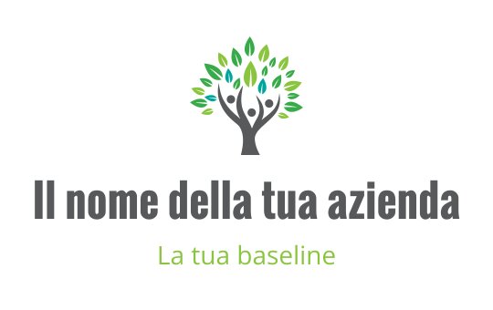 Logo design moderno di un albero con foglie verdi vivaci e figure umane