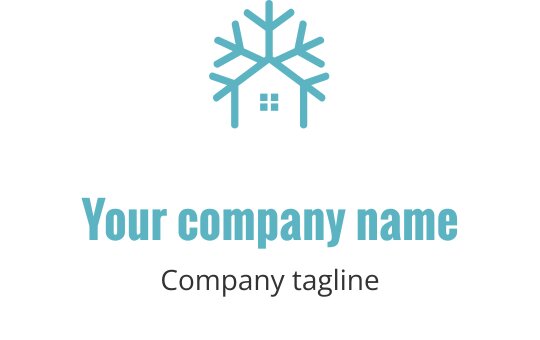 Design del logo moderno con un fiocco di neve sopra la silhouette di una casa