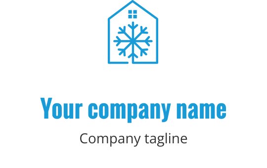Logo moderno blu con un'unità di climatizzazione stilizzata