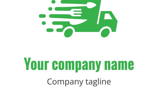 Logo design di un camion di consegna verde dinamico con linee di movimento