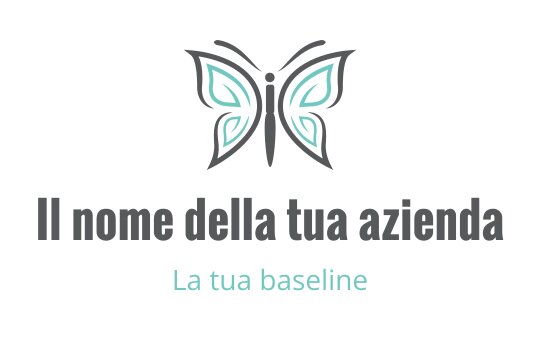 Design del logo di una farfalla elegante con accenti turchesi e grigi